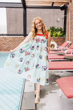 Aqua & Coral Tie Maxi