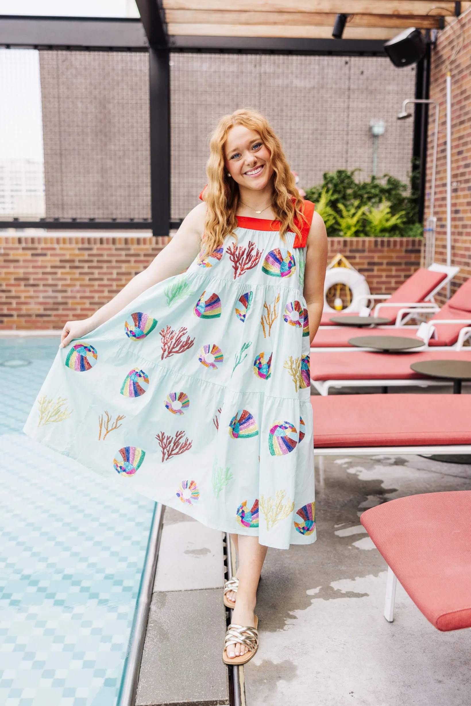 Aqua & Coral Tie Maxi