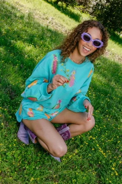 Aqua & Neon Beetle All Over Sweatshirt