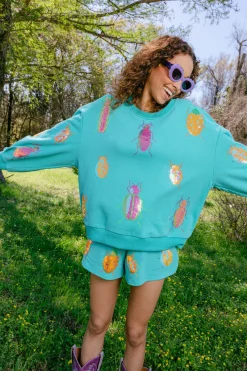 Aqua & Neon Beetle All Over Shorts