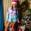 Aqua Flamingo In Santa Hats Shorts