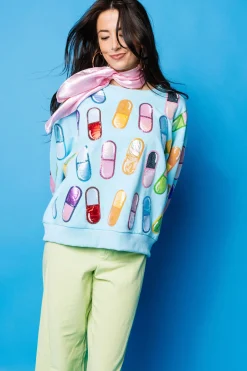 Aqua Multi 'Chill Pill' Sweatshirt