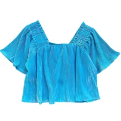 Aqua Pleat Flutter Top