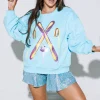 Aqua Rhinestone Crossing Ski & Cocktail Sweatshirt