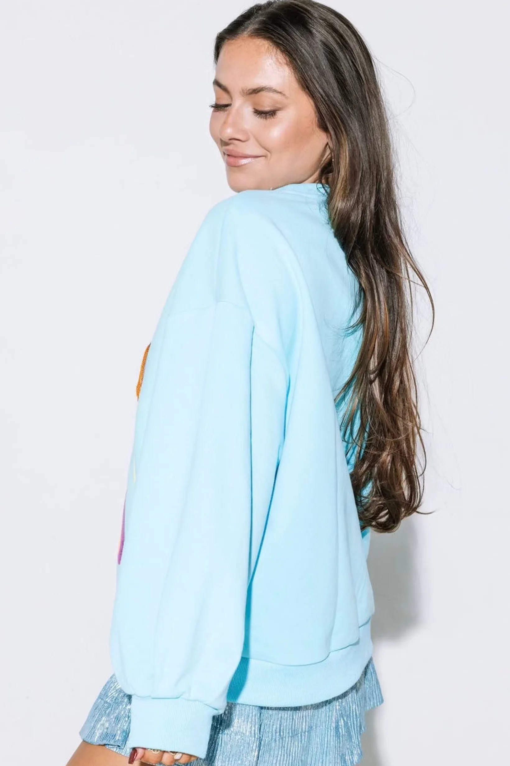 Aqua Rhinestone Crossing Ski & Cocktail Sweatshirt