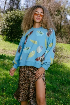 Aqua Scattered Pizza Icon Sweatshirt