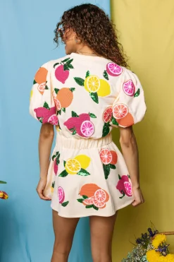 Beige & Neon Lemon Dress