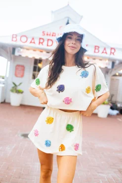 Beige Beaded Fish Skort