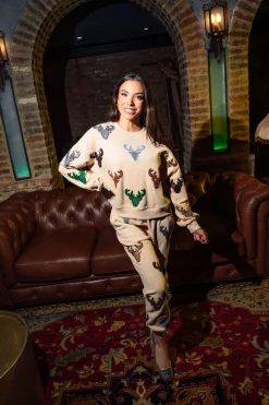 Beige Deer Head Jogger