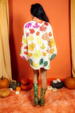 Beige Fall Leaves Dress