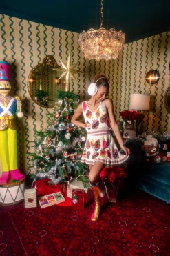 Beige Multi Ornament Knit Tank