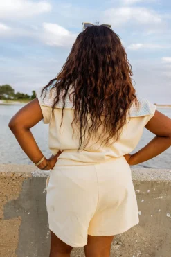 Beige Multi Rhinestone Pocket Short