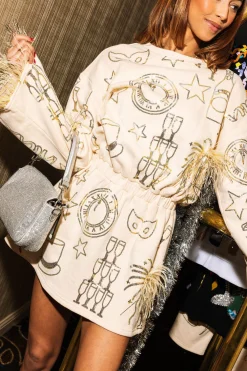 Beige Outlined NYE Things Sweatshirt Dress