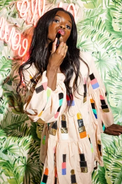 Beige Rainbow Lipstick Dress