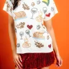 Beige Scattered Needlepoint Turkey Dinner Tee