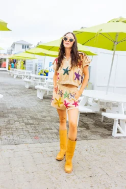 Beige Terry Cloth Starfish Short