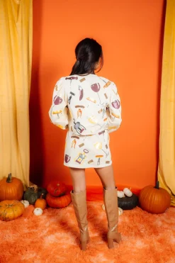 Beige Wine & Cork Screw Skort