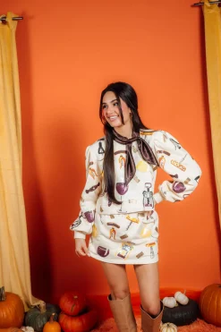 Beige Wine & Cork Screw Skort