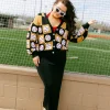 Black & Gold Checkered Baseball Cardigan