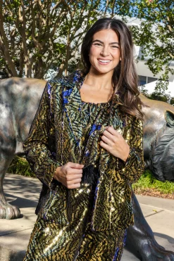 Black & Gold Sequin Tiger Blazer