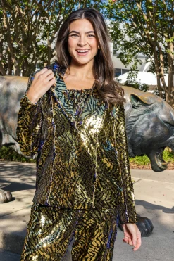 Black & Gold Sequin Tiger Blazer