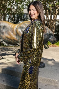 Black & Gold Sequin Tiger Blazer