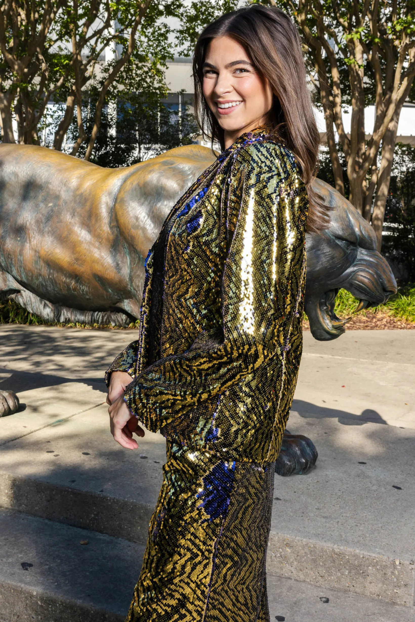 Black & Gold Sequin Tiger Blazer