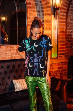 Black & Multi Dancing Skeleton Tee