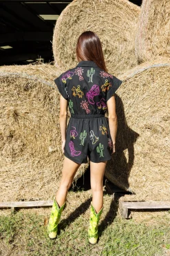Black & Neon Rodeo Icon Romper