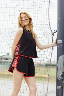 Black & Red Side Active Short