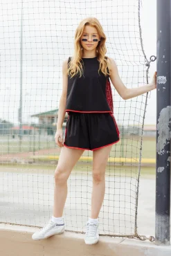 Black & Red Side Active Short