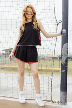 Black & Red Side Active Short