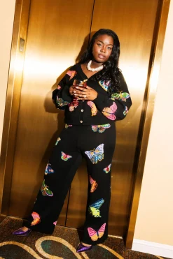 Black Big Butterfly Pants