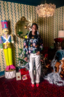 Black Christmas Lights Oversized Sweatshirt