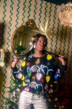 Black Christmas Lights Oversized Sweatshirt