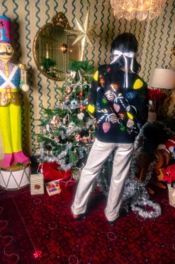 Black Christmas Lights Oversized Sweatshirt