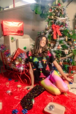 Black Colorblock Trees Tee