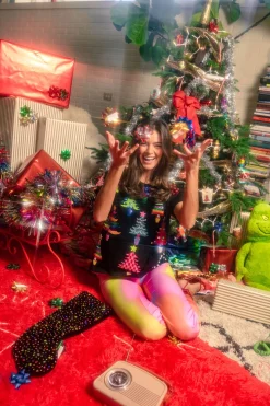 Black Colorblock Trees Tee