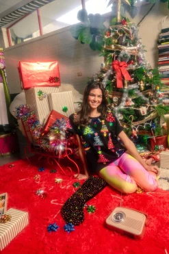 Black Colorblock Trees Tee