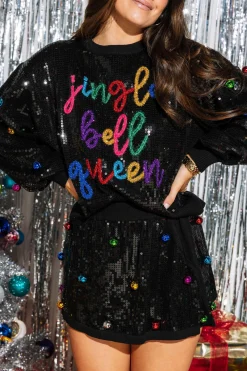 Black Full Sequin Multi Bell Skirt