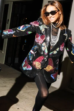 Black Full Sequin Multi Butterfly Blazer