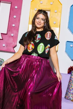 Black Groovy Scattered Football Tee