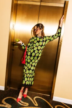 Black Knit Martini Olive Midi Dress