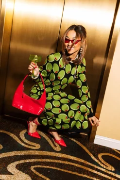 Black Knit Martini Olive Midi Dress