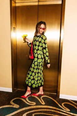 Black Knit Martini Olive Midi Dress