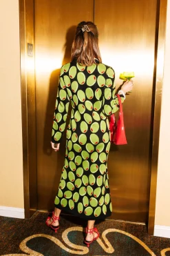 Black Knit Martini Olive Midi Dress