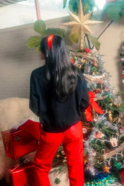 Black Merry Everything Glitter Script Sweater