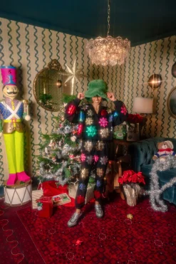 Black Metallic Present Bows Joggers