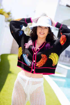 Black Multi Banana Cardigan