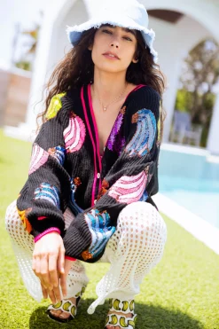 Black Multi Banana Cardigan